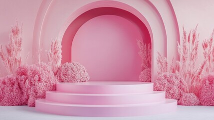 Poster - Abstract 3D rendering podium mockup for product display minimalistic concept showcase geometric backdrop product presentation