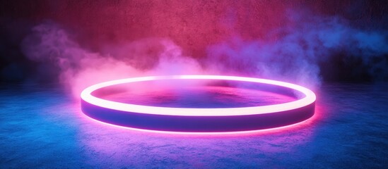 Poster - Product showcased within a neon light ring 3D illustration rendering