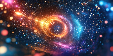 Poster - Abstract motion through a vibrant disco star corridor with glowing elements
