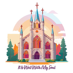 Poster - It Is Well With My Soul.  Christian Design. Jesus Design. Use as digital print, flyer, card or T Shirt Design.