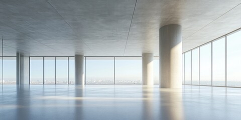 Leinwandbilder - Abstract modern architecture with an empty open space interior in 3D rendering