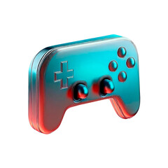 Minimalist 3D metallic game controller icon, set against an isolated and clean background