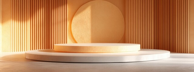 Aufkleber - Abstract background featuring a podium and wall 3D rendering and illustration