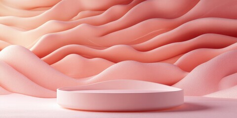 Poster - Product showcase pedestal featuring a pink abstract backdrop 3D rendering