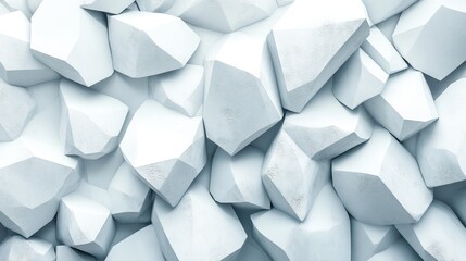 Leinwandbilder - Abstract white geometric background featuring stone and rock shapes ideal for product display in 3D render