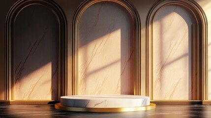 Poster - Elegant background featuring a pedestal and showcase 3D illustration