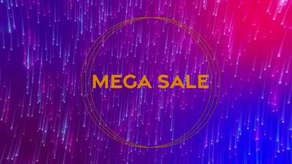 Poster - Animation of mega sale text over light trails falling