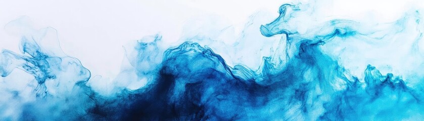 Poster - A mesmerizing swirl of blue ink fading into white, creating an ethereal and dynamic abstract design for artistic projects.