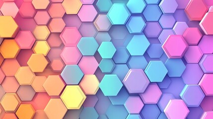 Wall Mural - A geometric mosaic of multicolored hexagons creates a captivating illustrative background.