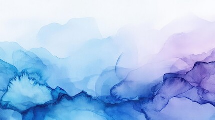 Poster - A serene blend of blue and purple abstract watercolor, creating a calming and tranquil ambiance for various design projects.