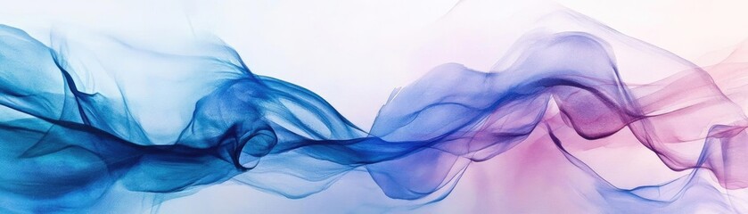 Poster - Beautiful abstract smoke waves in blue and pink hues, creating a serene and tranquil background for creative projects.