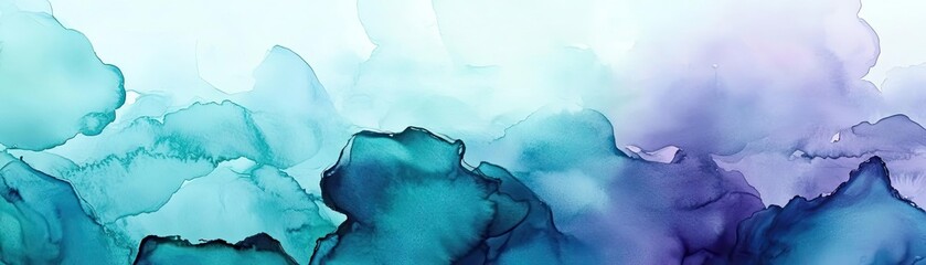 Poster - A stunning abstract watercolor artwork showcasing flowing shades of blue and purple, ideal for modern design projects.