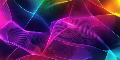 Wall Mural - Colorful abstract waves of light creating a vibrant digital design.