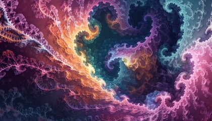 Poster - Vibrant and intricate fractal texture creating an abstract background full of depth and color
