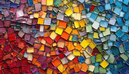 Poster - Colorful mosaic texture featuring a vibrant array of images creating a captivating and artistic backdrop