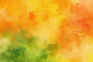 Poster - Vibrant Grungy Background Orange Watercolor Feature Yellow Retro Design Delicate Illustrated Art Pastel Elegant Print Luminous Green Motif Abstract Artwork