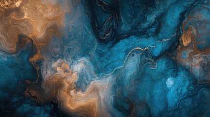 Poster - Abstract marble texture background featuring a blend of brown and blue hues ideal for use as wallpaper or a decorative background