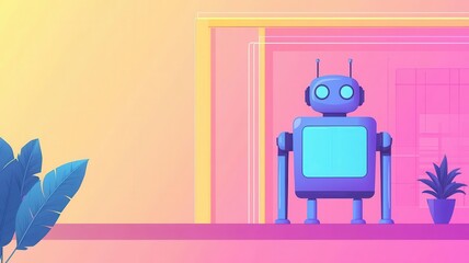 Revolutionary technology flat design, front view, futuristic theme, cartoon drawing, colored pastel
