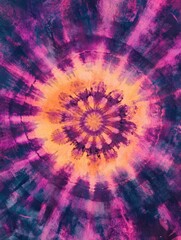 Sticker - Colorful Tie Dye Design Artistic Striped Banner Purple and Pink Dyed Artwork Trendy Acrylic Texture Grunge Abstract Art Vibrant Kaleidoscope Fantasy