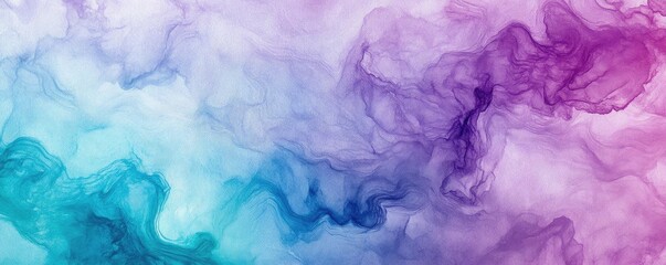 Poster - Vibrant abstract smoke design blending purple and turquoise tones, perfect for backgrounds, wallpapers, or artistic projects.
