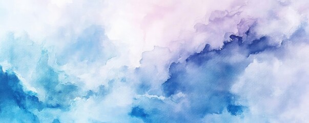 Poster - A serene watercolor background featuring soft hues of blue and purple, perfect for calming and artistic designs.