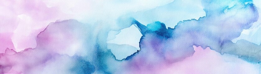 Poster - A beautiful watercolor background featuring soft pink and blue hues, perfect for artistic designs and creative projects.