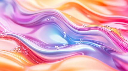 Poster - A vibrant, flowing abstract pattern with waves of pink, orange, and blue hues, creating a sense of movement and tranquility.