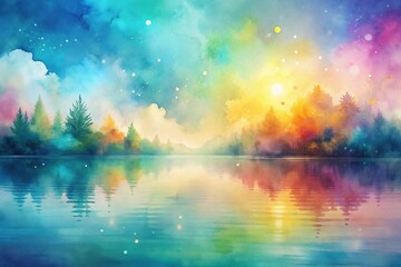 Wall Mural - Tranquil abstract watercolor background with calming splashes