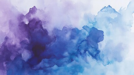 Poster - A vibrant blend of purple and blue watercolor textures, creating a soft and artistic background atmosphere.