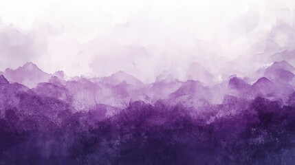 Poster - A serene watercolor landscape featuring soft purple mountains fading into a gentle sky, ideal for calming design projects.