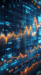 Poster - A computer screen shows a graph with many lines and numbers. The colors are bright and the lines are jagged, giving the impression of a chaotic and unpredictable market