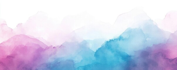 Poster - A serene watercolor background featuring soft pink and blue hues, perfect for creative projects or calming designs.