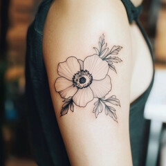 Wall Mural - anemone flower, tattoo design arm shoulder