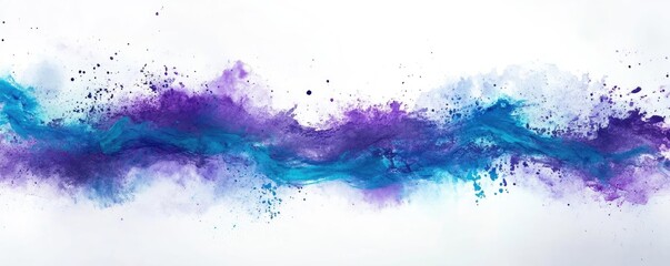 Poster - Vibrant swirl of purple and blue hues with a touch of splatter, perfect for backgrounds or abstract art designs.
