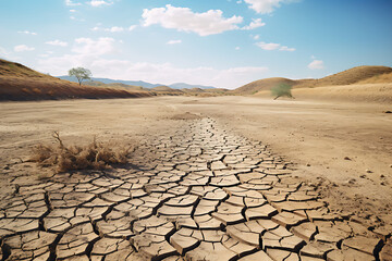 Dry crack ground and global shortage of water on the planet