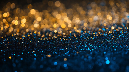 Wall Mural - blurred abstract blue background with gold glitter