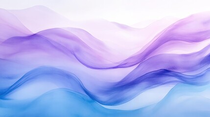 Poster - Soft flowing waves of purple and blue create a serene background, ideal for designs, presentations, and artistic projects.