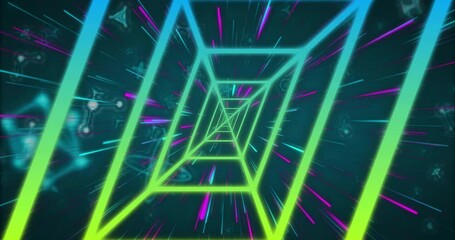Poster - Animation of colourful shapes moving over molecules