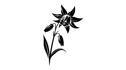 Bluebell flower silhouette vector illustration.