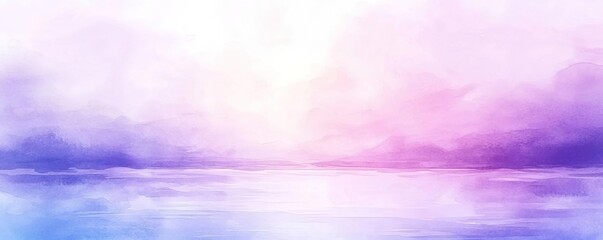 Poster - A tranquil watercolor landscape featuring soft pastel colors blending harmoniously in the sky and reflecting on calm water.