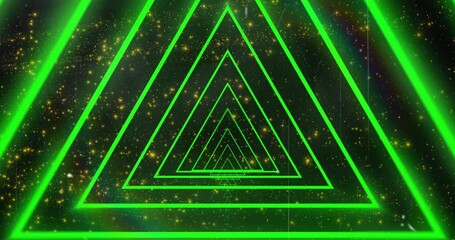 Poster - Animation of neon triangles over light spots