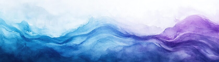 Poster - A serene gradient showcasing flowing waves in blue and purple hues, perfect for backgrounds and artistic designs.