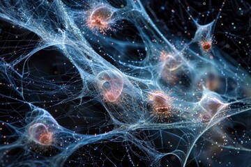 Poster - Spore Trapping: A high-resolution shot of spores trapped in a spider's web, illustrating the unintended capture of airborne spores 