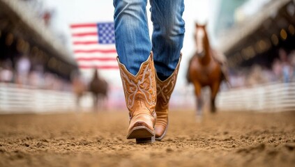 Close-up of cowboy boots and jeans