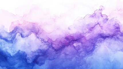 Poster - A vibrant abstract watercolor background showcasing flowing layers of purple and blue hues, perfect for artistic and decorative uses.