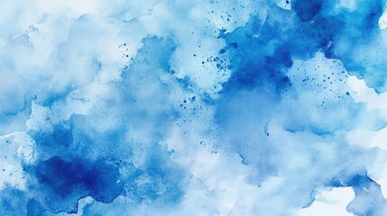Poster - Abstract blue watercolor background with soft textures and fluid patterns. Ideal for creative projects and artistic presentations.