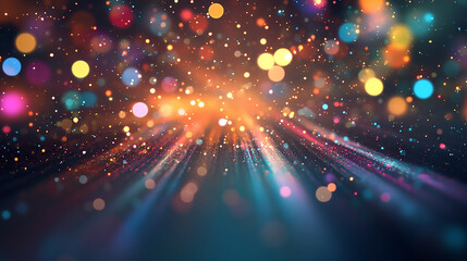 Wall Mural - Abstract burst of vibrant bokeh lights in various colors, creating a dynamic and energetic visual effect.