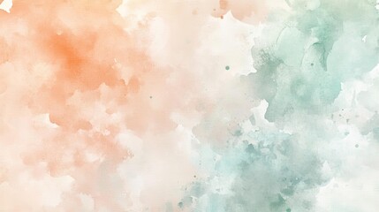 Aufkleber - Soft watercolor texture in gentle orange and green hues, perfect for backgrounds or artistic projects.