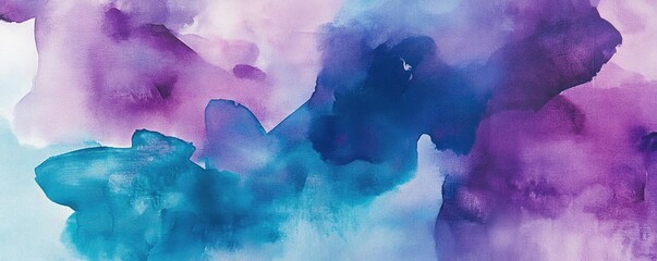 Poster - An abstract watercolor design featuring soft blends of purple and blue hues, perfect for backgrounds and artistic projects.