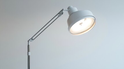 White Desk Lamp with a Metal Arm and Base